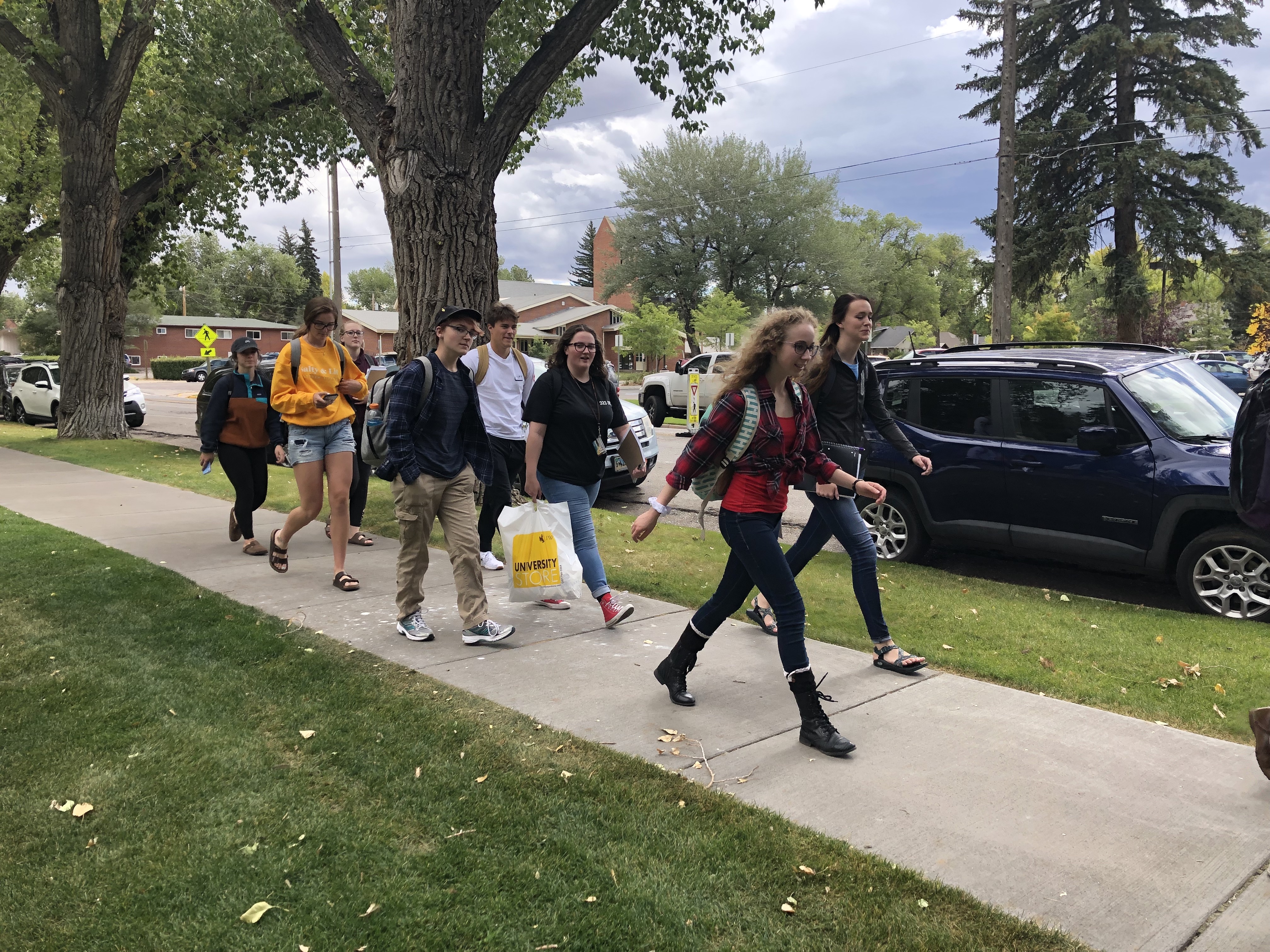 students walk to the Food Co-op.