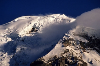 Chimborazo Volcano, snow covered mountain.