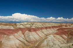 Red and white colored rock formations