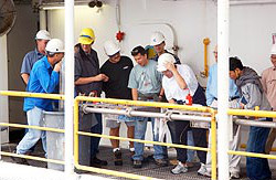 Researchers aboard the JOIDES Resolution.