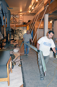 Workers remodeling of the University of Wyoming Geological Museum.
