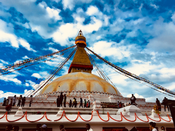 Boudhhanath Stupa roof with background clouds
