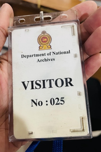 visitor pass for Department of National Archives