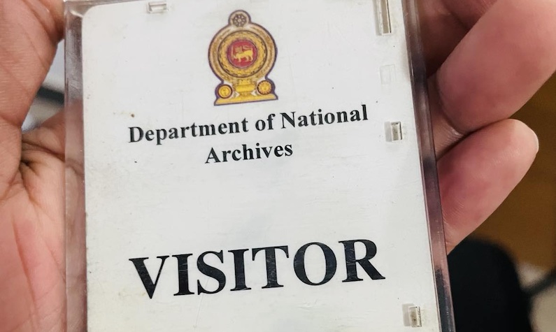 visitor pass for Department of National Archives in Sri Lanka