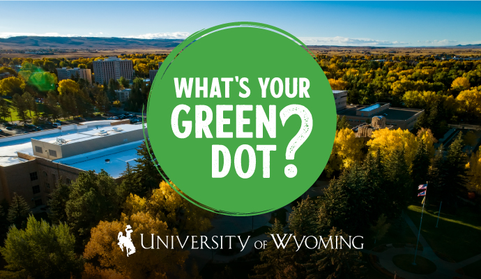 image of campus with green dot logo and text "what's your green dot?"
