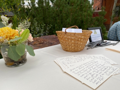 A basket of postcards written by attendees to Bill Ruckelshaus's family