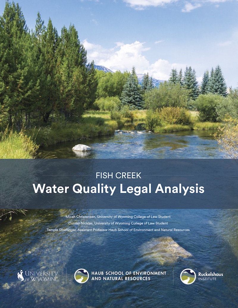 Cover of report, "Fish Creek Water Quality Analysis" 2017 showing image of stream.