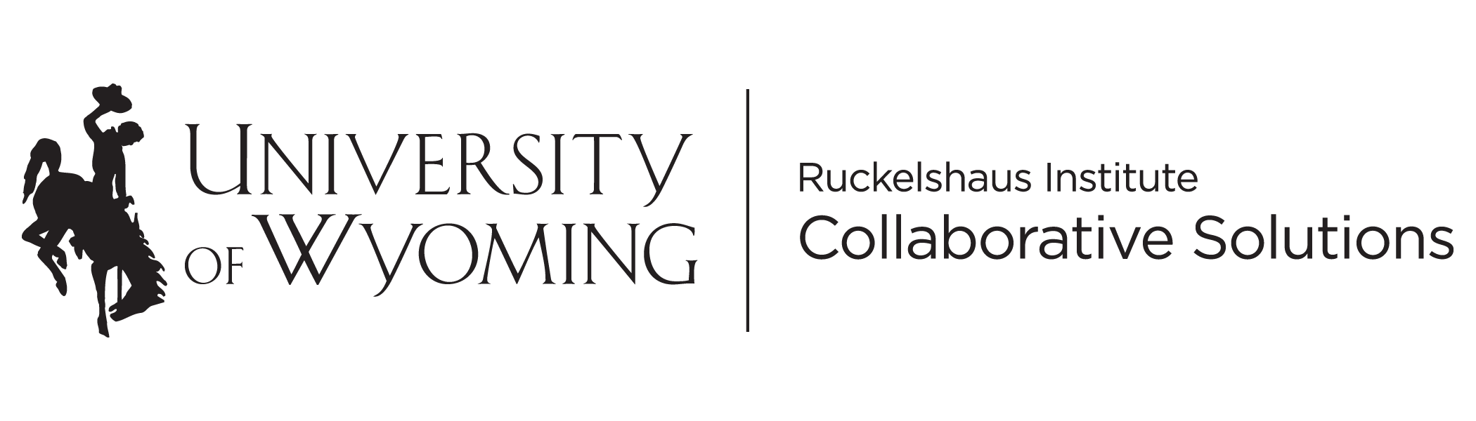 University of Wyoming Ruckelshaus Institute Collaborative Solutions logo with bucking horse icon.