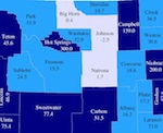 Map: Second Home Growth in Wyoming by County, 1990-2000