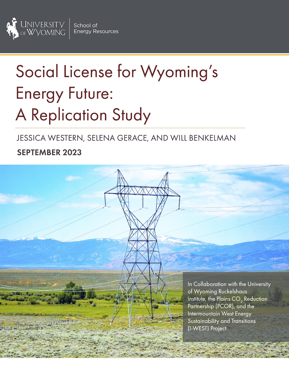 Cover of report with image of power line in front of mountains.
