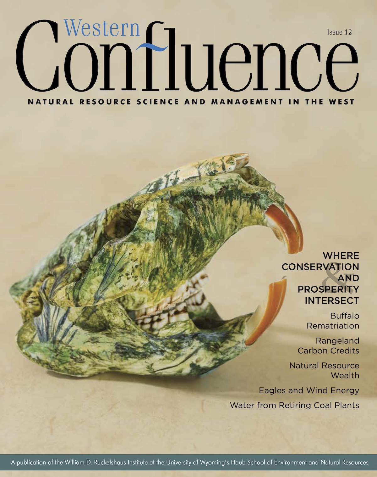 Magazine cover with image of painted beaver skull.