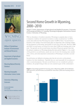 Report thumbnail of Second Home Growth in Wyoming, 2000-2010
