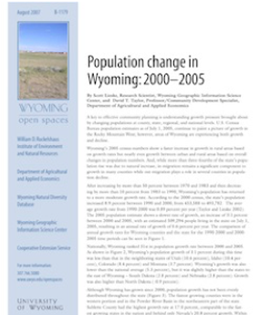 Report thumbnail of Population Change in Wyoming: 2000-2005 