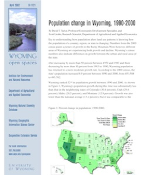 Report thumbnail of Population Change in Wyoming: 1990-2000