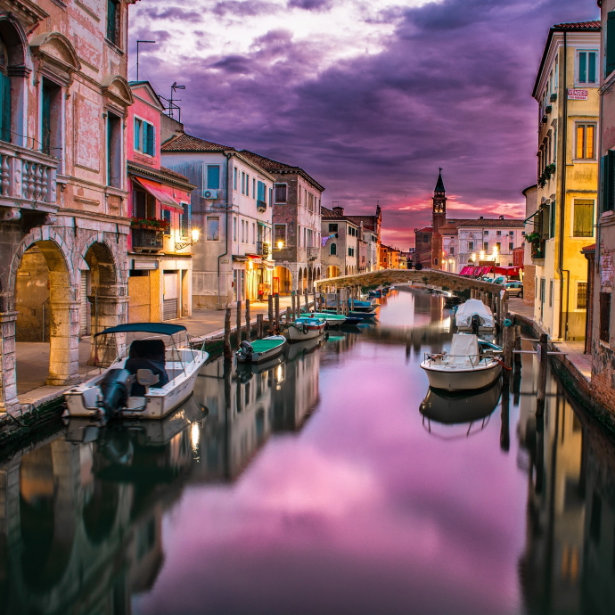 A canal boat in Venice, Italy