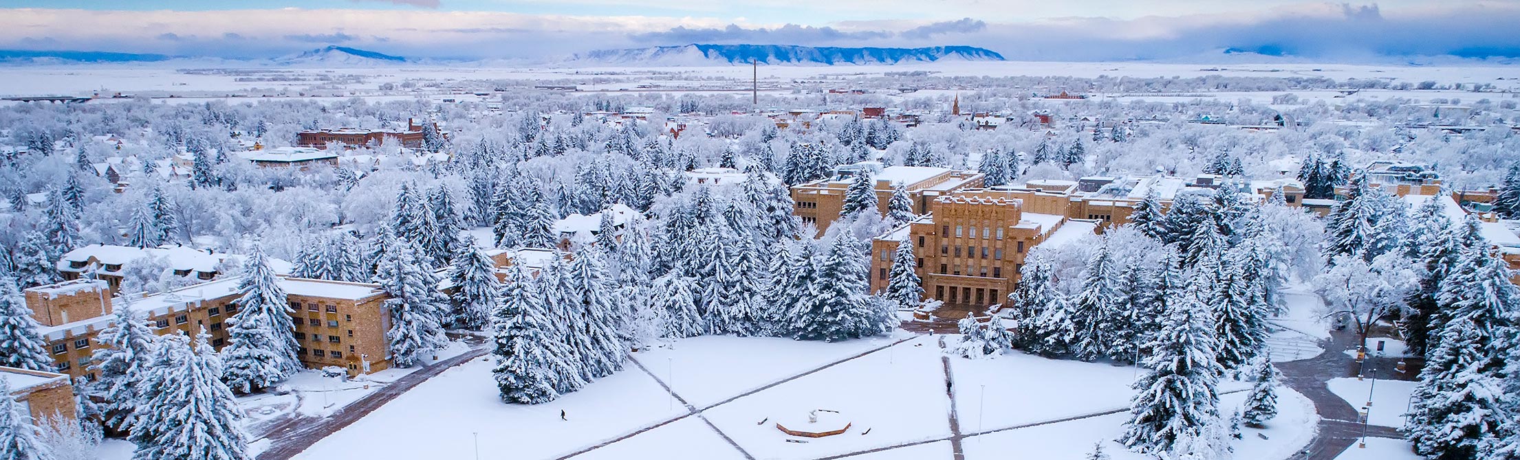 Aerial of Campus with Snow