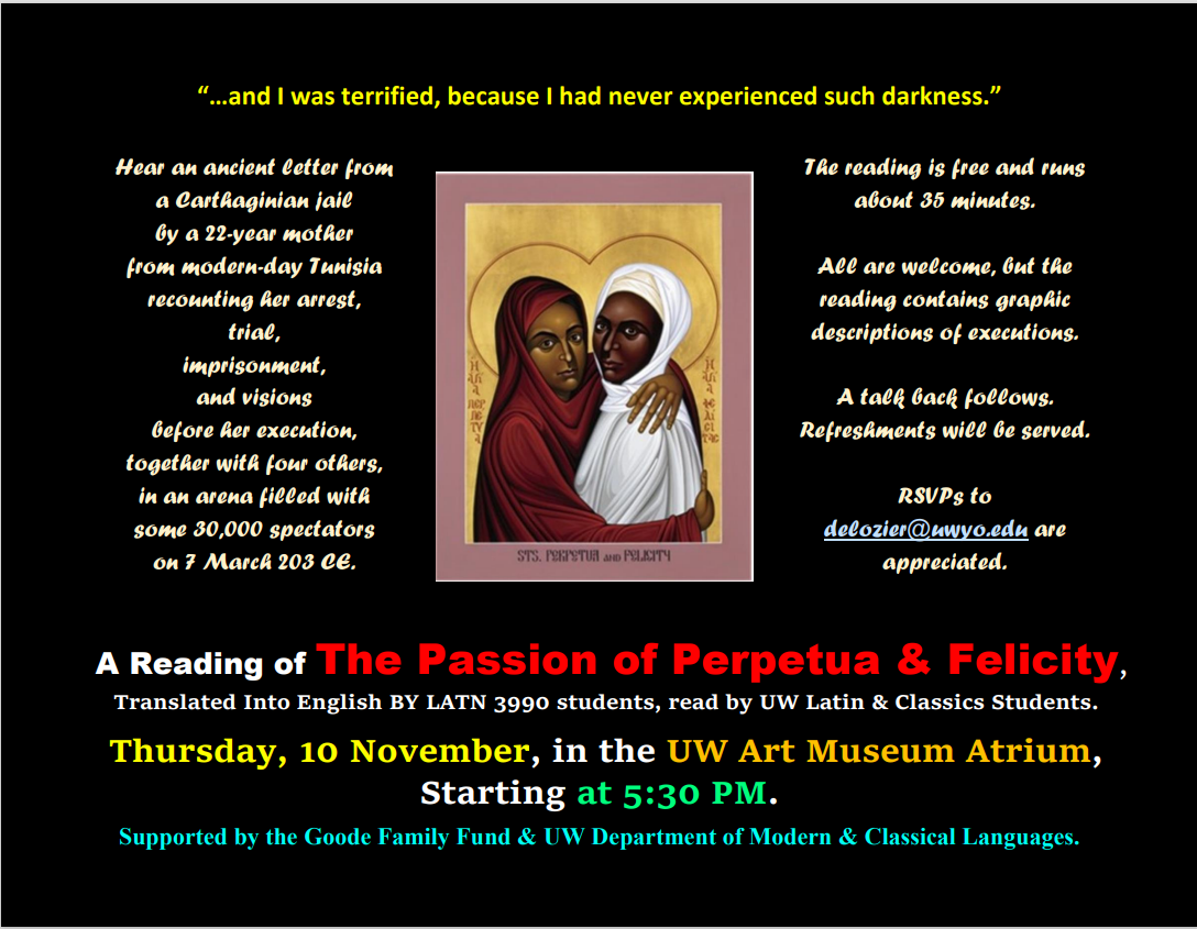 Passion of Perpetua and Felicity announcement