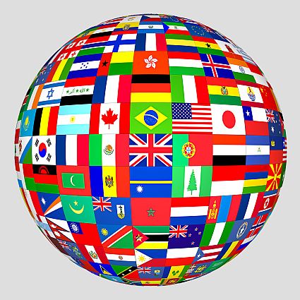 sphere with world flags