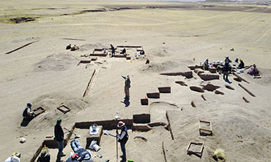 desert dig site seen from the air
