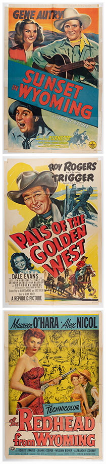 three vintage movie posters from Wyoming-based western movies