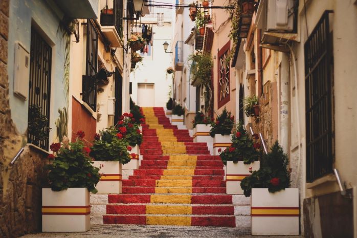 red and yellow stairs in spain