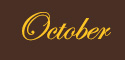Flowing gold script spelling out October on brown background