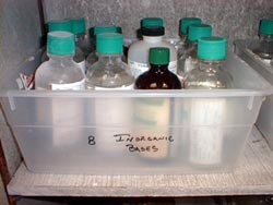 Photo of chemical bottles in a container