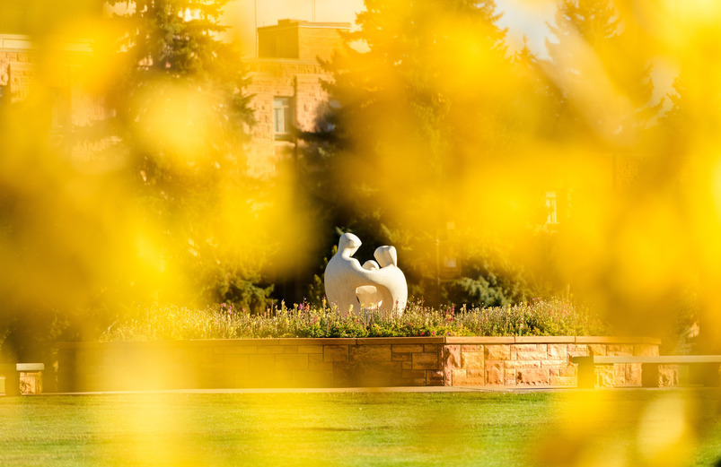 statue on prexys in the fall