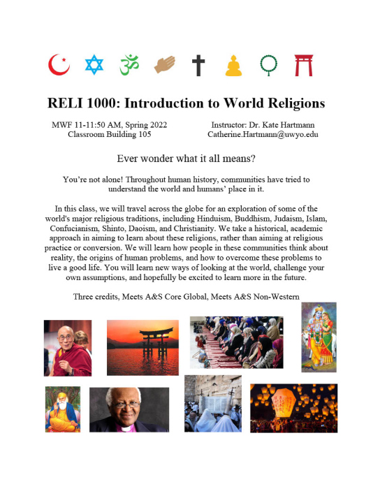 image of the course flyer for RELI 1000.01