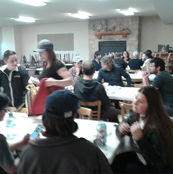 students in the mess hall