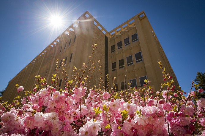 Biological Sciences building in spring