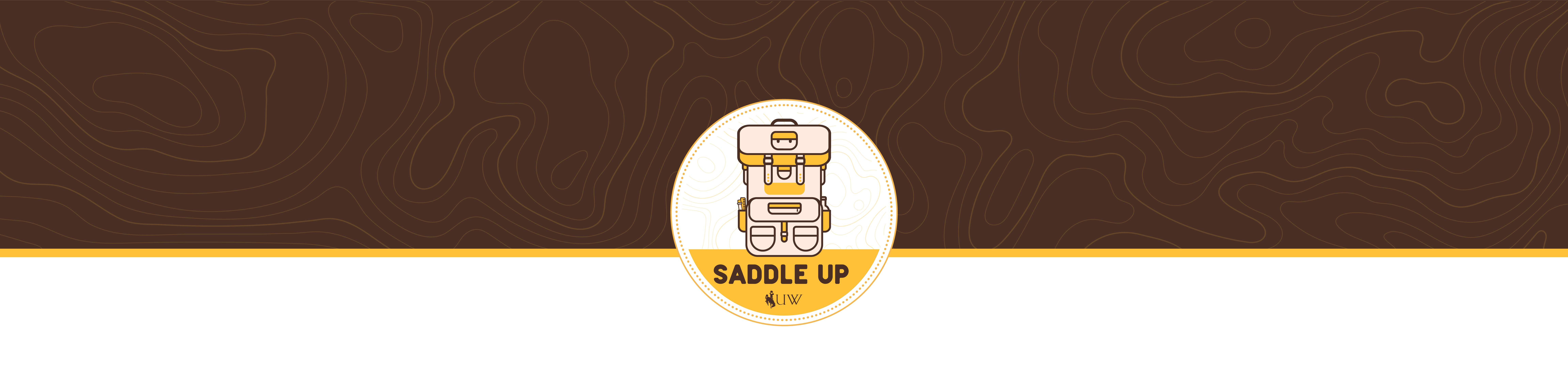 Saddle Up logo on a brown background.