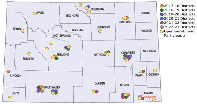 map of 2017-2022 district workshops