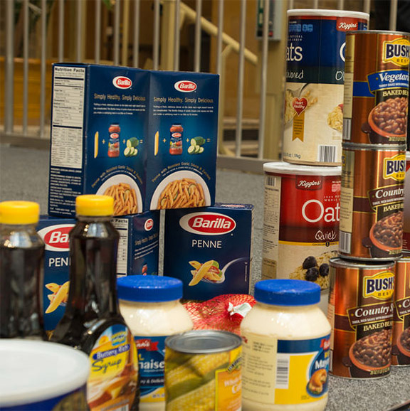 a collection of non-perishable food items