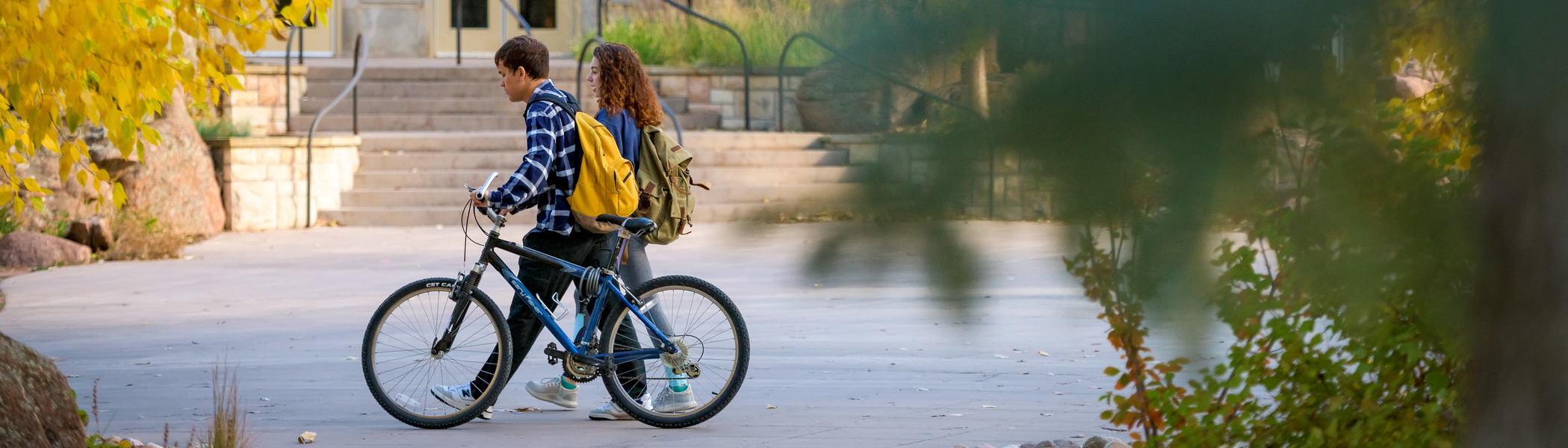Students biking on campus