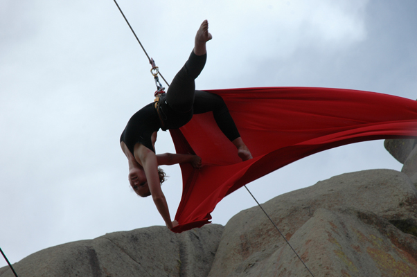 Vertical dancer performing at Vedauwoo