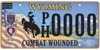 wyoming combat wounded purple heart license plate example