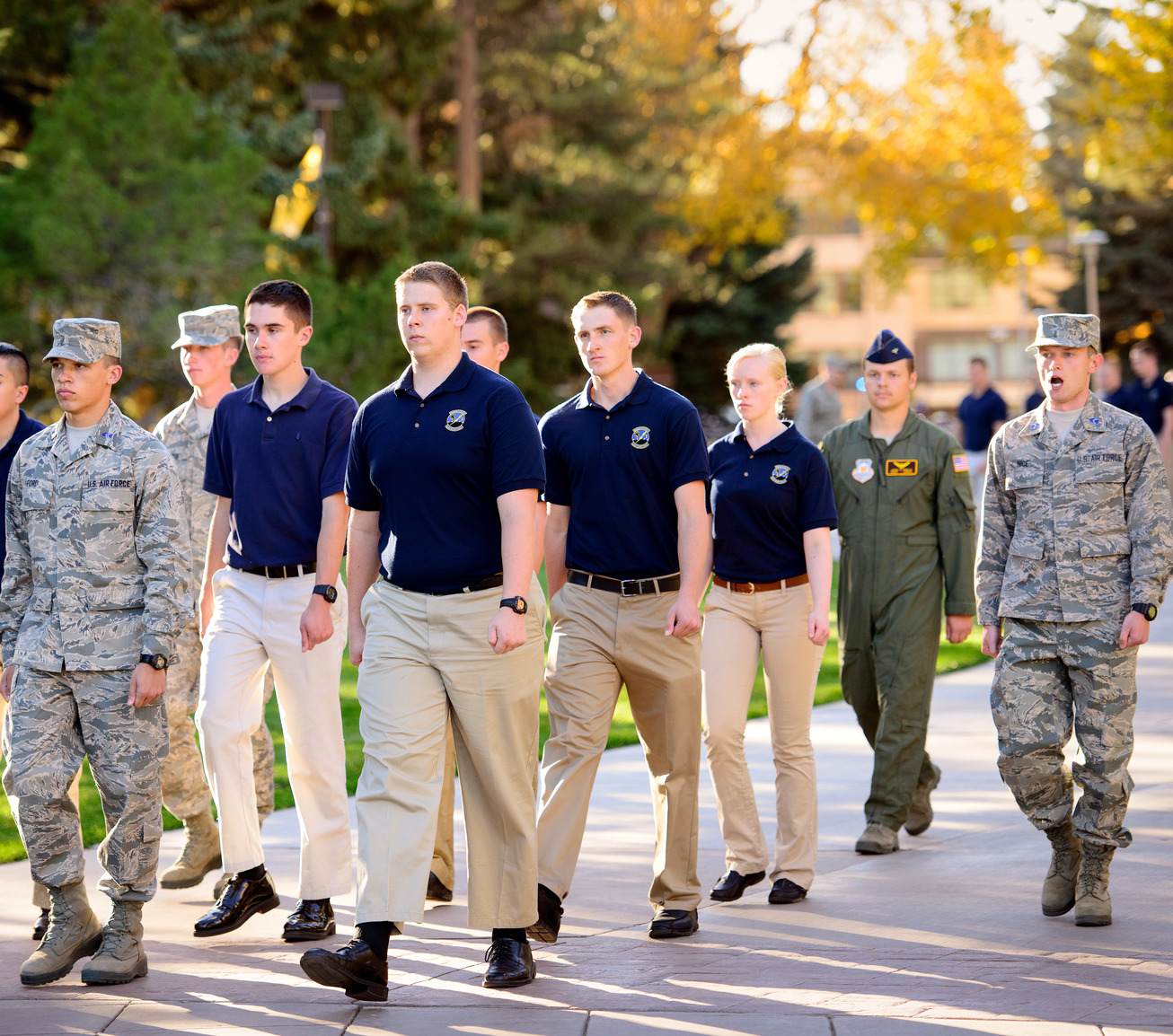 ROTC students march on the UW campus.