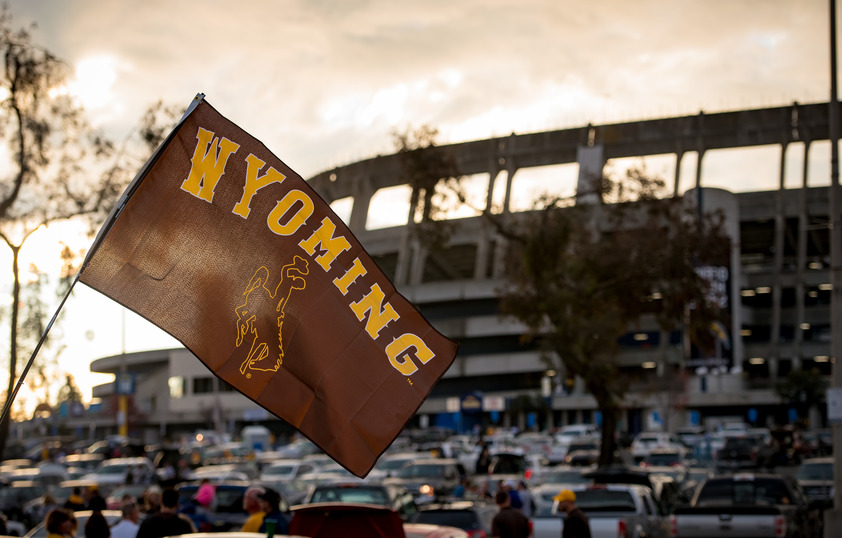 Wyoming flag outside of stadium