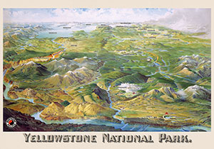 drawing-type map on an antique poster