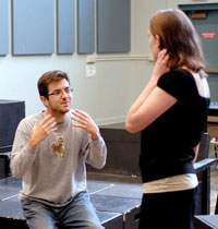 Two students rehearsing play