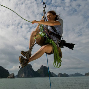 Climber on ropes