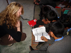 Woman teaching students