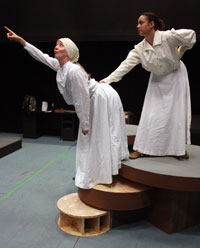 Two people performing play