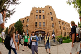 Students in front of building