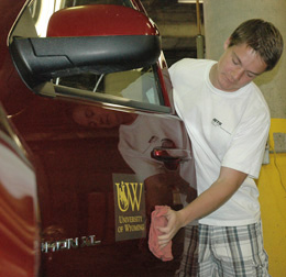 Student cleaning vehicle