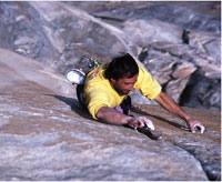 Man climbing rock