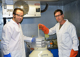 Two people working in lab
