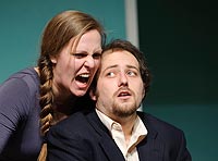 Woman and man acting in play