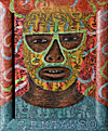 Colorful painting of masked man